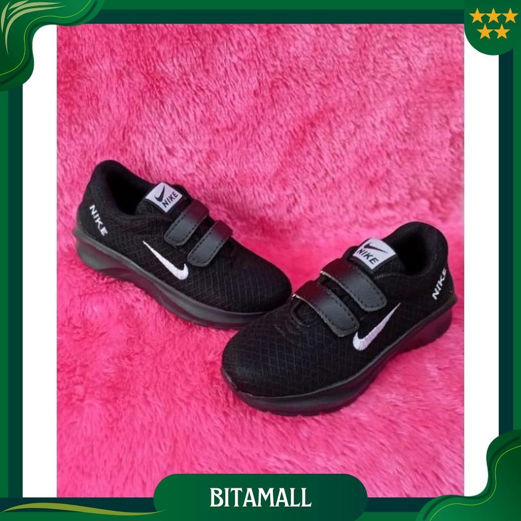 Sepatu Anak Sekolah Cewek Cowok Paud/Tk/Sd/Smp Bordil Nike/Adidas Hitam/Ukuran 27-38 Usia 4/15 Tahun