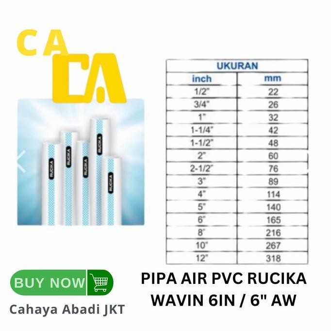Pipa Air Pvc Rucika Wavin 6In / 6" Aw Original Dan Terpercaya