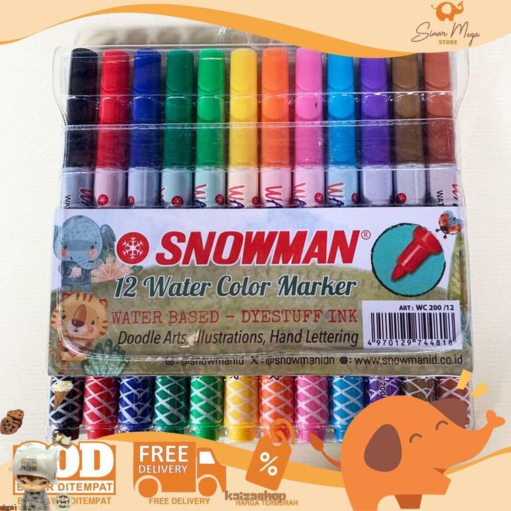 

Snowman Water Color Marker 12 Wc-200 / Spidol Warna Cat Air Set 12 Color Kilat