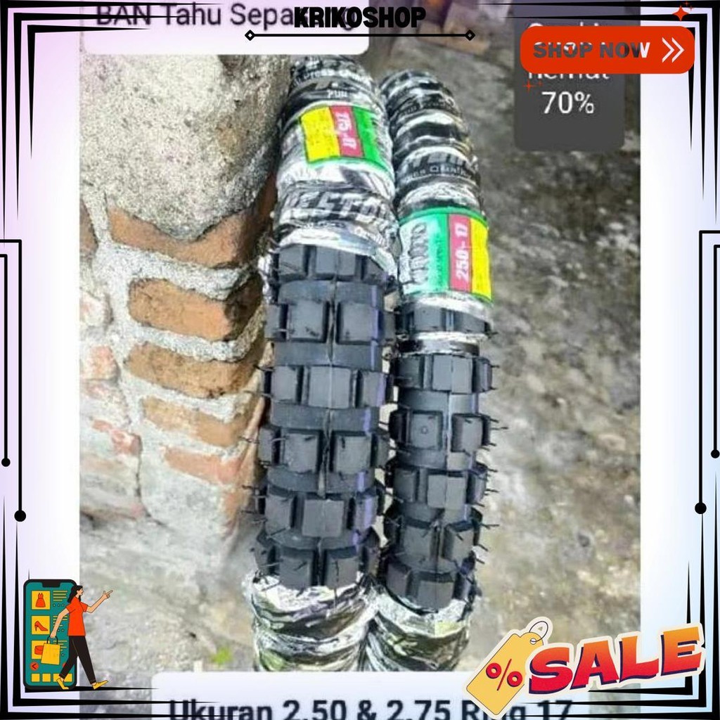 Promo Ban Tahu Cros Trail Set Sepasang Depan 2.50 Ring17  Belakang 2.75 Ring17 Buat Bebek Vega Grend
