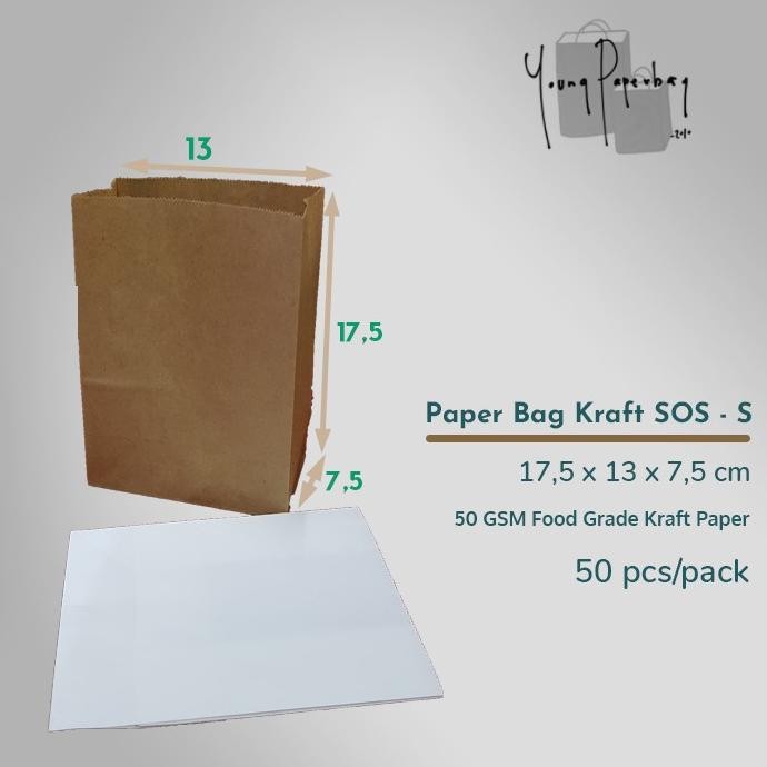 

fg-87 Paper Bag / Kantong Kertas Kraft SOS Polos Size S 41 Premium