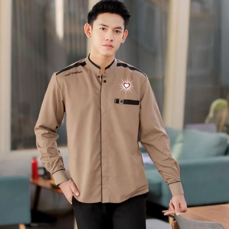 As23 Baju Koko putih Hati bersinar Lengan panjang Koko Psht Koko Hati Bersinar Rrcloth Termurah