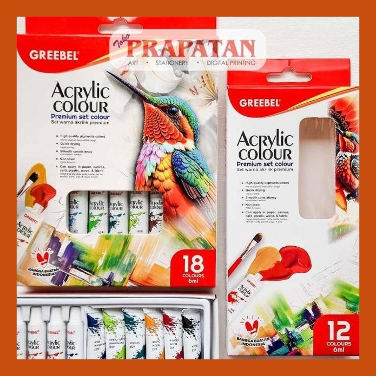 

[ PERALATAN LUKIS / GAMBAR ] CAT AKRILIK SET GREEBEL 18X6ML | GREEBEL ACRYLIC SET PACKING AMAN