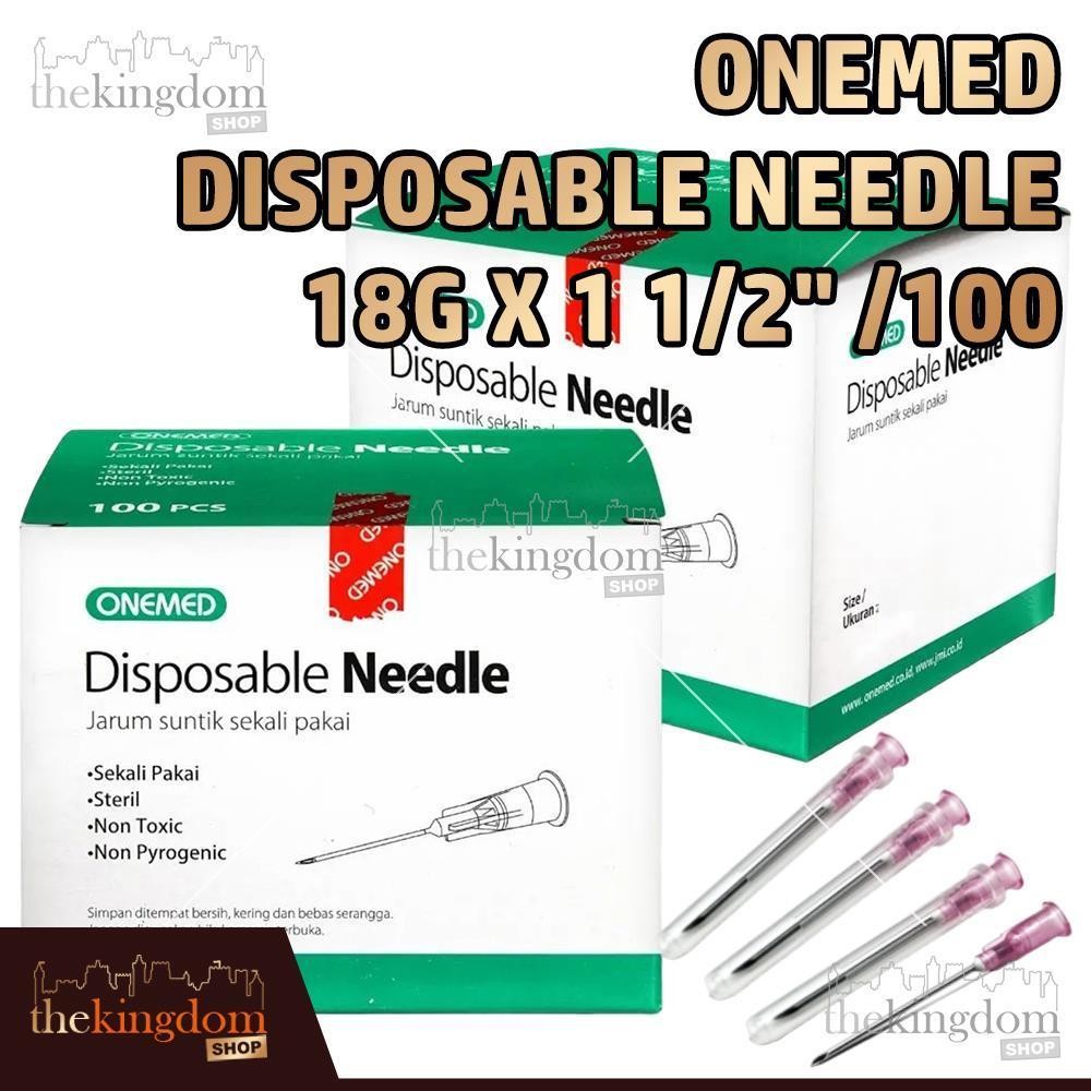 Onemed Disposable Needle 18G Jarum Steril 1 1/2 1.5 inch Sterile 18 G Sekali Pakai Non Pyrogenic