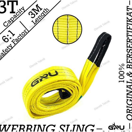 TALI SABUK WEBBING SLING BELT 3 TON X 3 METER PENGANGKAT BARANG BESI BAJA BETON MULTIGUNGSI / TALI L