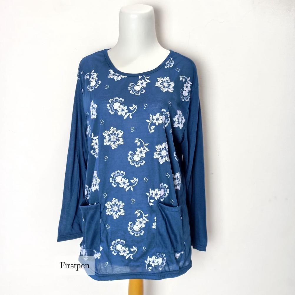 JPF-1015 Kaos Jumbo Motif Bunga Lengan Panjang Wanita Original