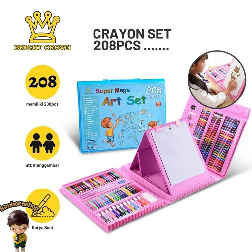 

Brightcrown Pensil Warna Crayon Set Isi 208Pcs & 150Pcs / Crayon Set Warna Cocok Menggambar Mewarnai Murah