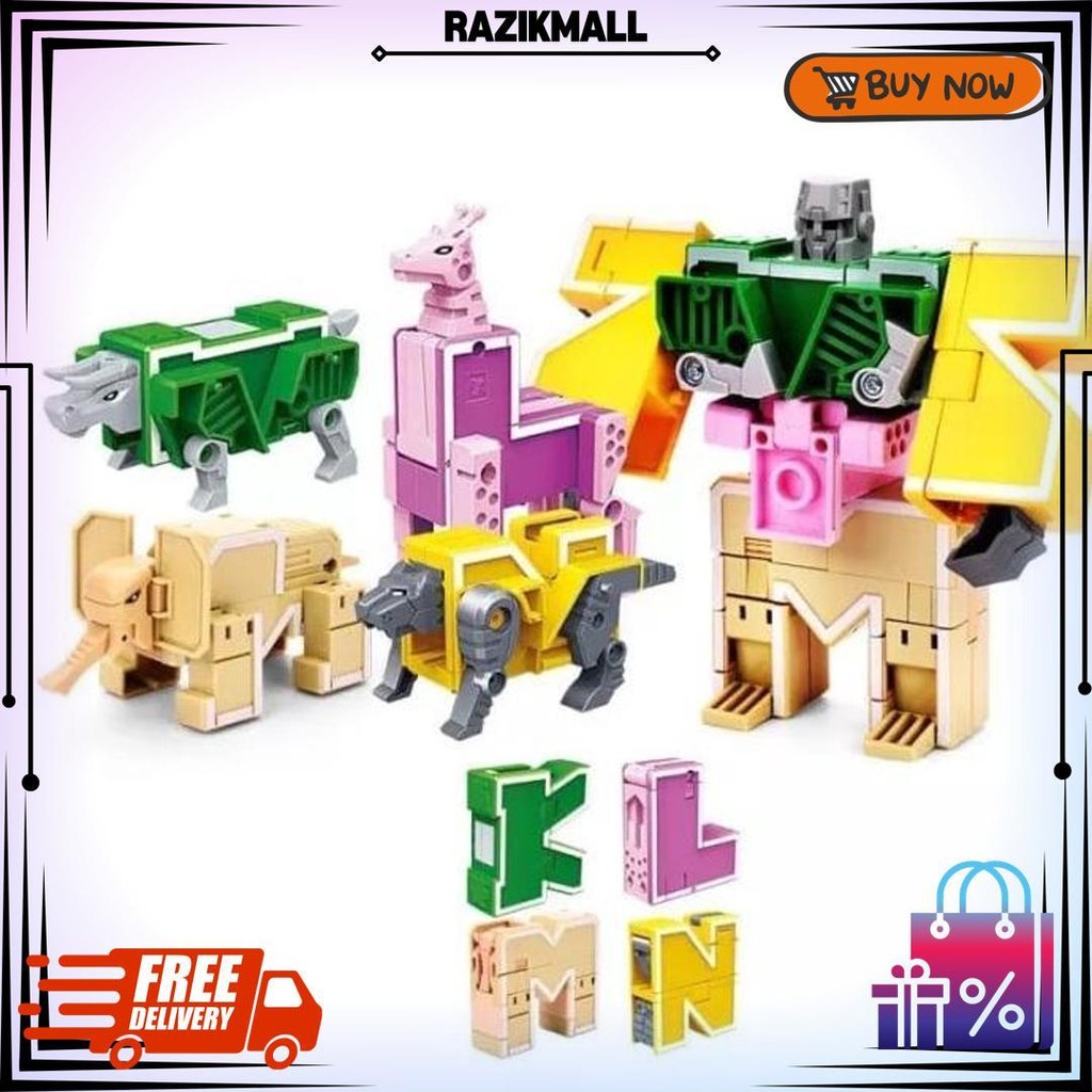 4 Pcs Mainan Robot Huruf Abcd / Robot Huruf Gabungan Klmn / Robot Bisa Berubah Menjadi Huruf D Promo