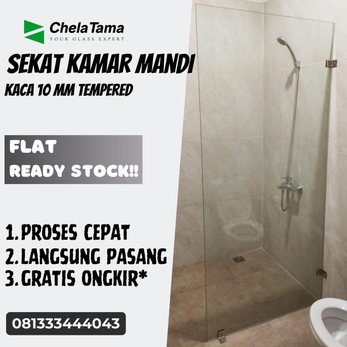 Sekat Kamar Mandi Partisi Kaca Tempered 10mm - Clip Dekkson