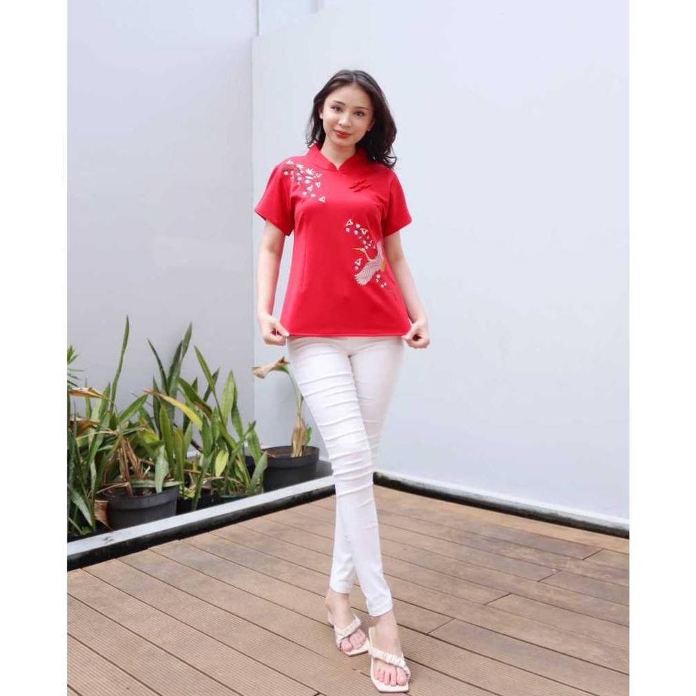 CR - Blouse Imlek Blouse Cheongsam Blouse Chongsam Blouse Merah Imlek Blouse Sincia Atasan Imlek Mer