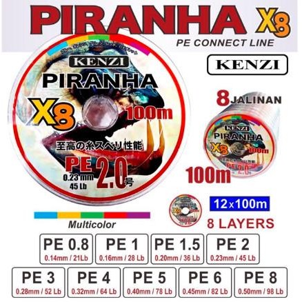 Senar Pancing Pe Piranha X8 100M Termurah
