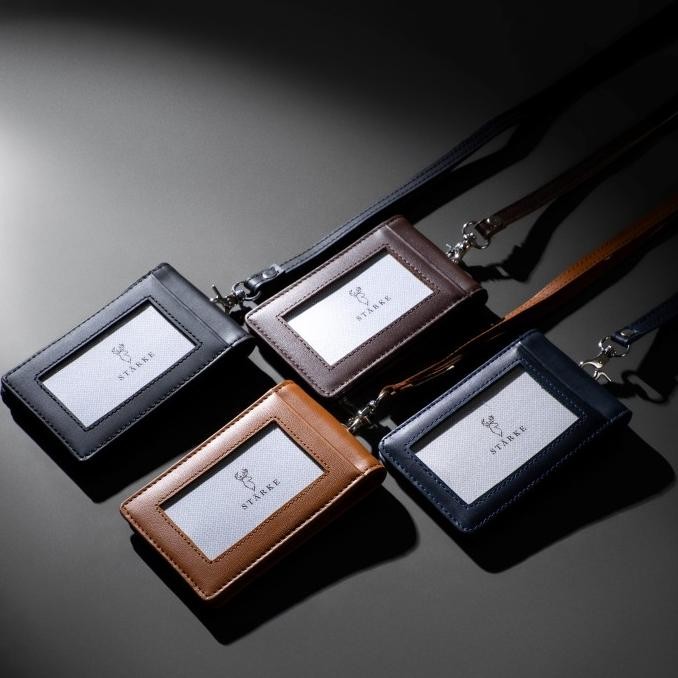 

BEBAS ONGKIR - Leather Lanyard Kancing ID Card Holder Name Tag STARKE Hustle Hog III