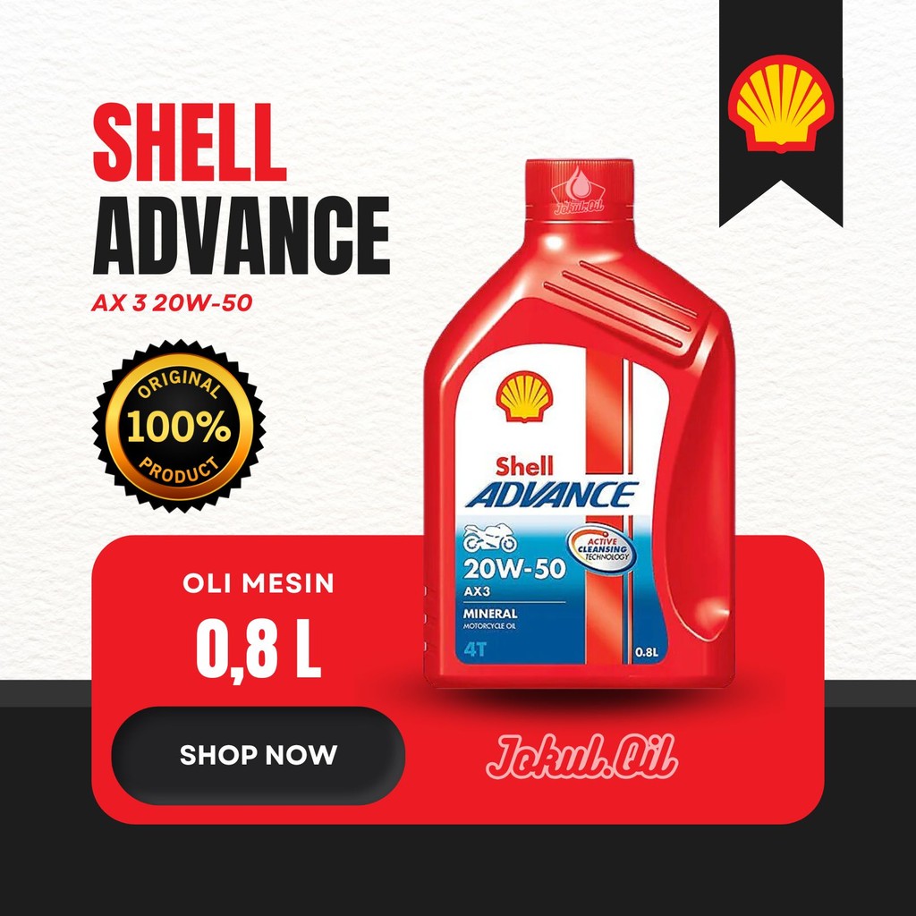 Oli Motor Manual SHELL AX3 20W-50 0,8ML Honda Supra Win Karisma