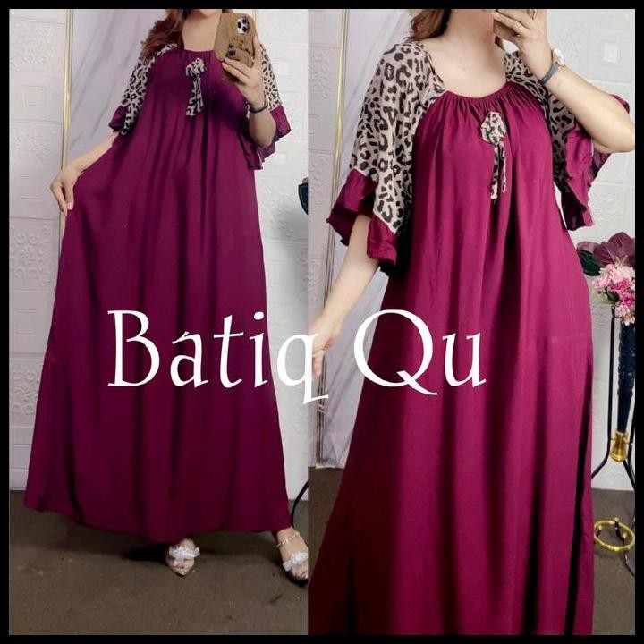 Terlaris Dress Andin Jumbo Terbaru Dres Fuji Leopard Kekinian Daster Kombinasi Rayon Kekinian Midi B