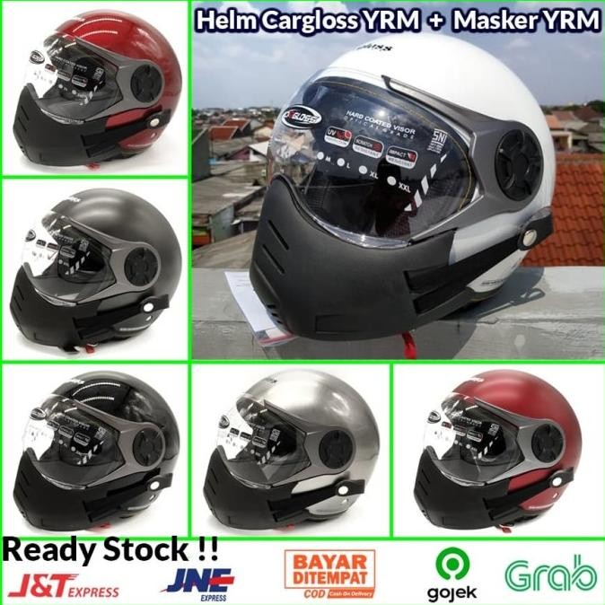 JUAL Paket Helm Cargloss YRM Ghotic + Masker PU YRM ( Mask / Bogo / Retro )