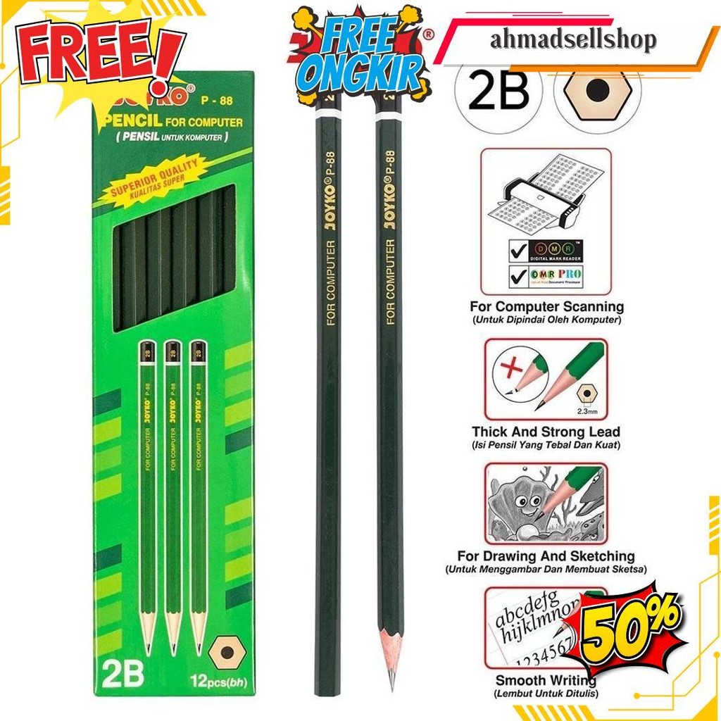 

Pensil Joyko 2B 1 Box Isi 12Pcs P-88 Cod