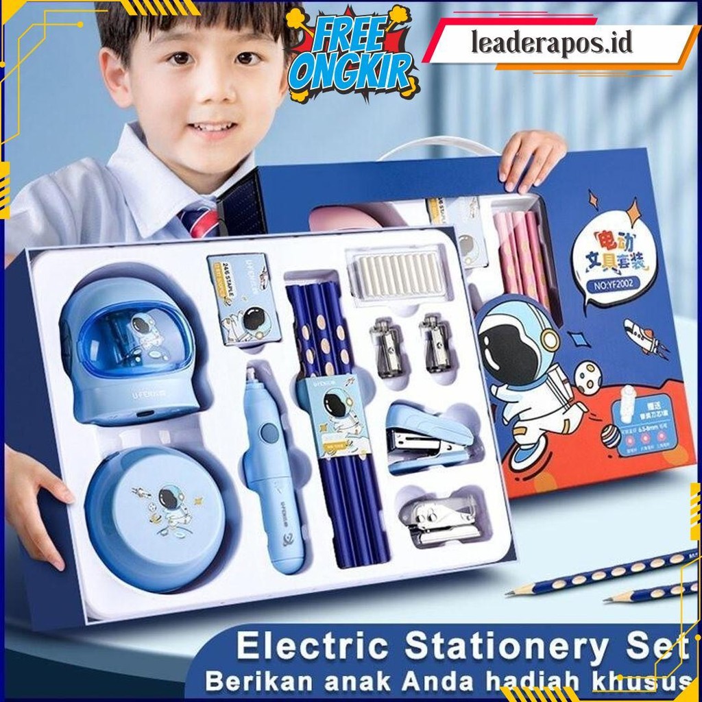 

11 In 1 Electric Stationery Set / Set Alat Tulis Elektrik Rautan Penghapus Vacuum Pensil Siap Kirim