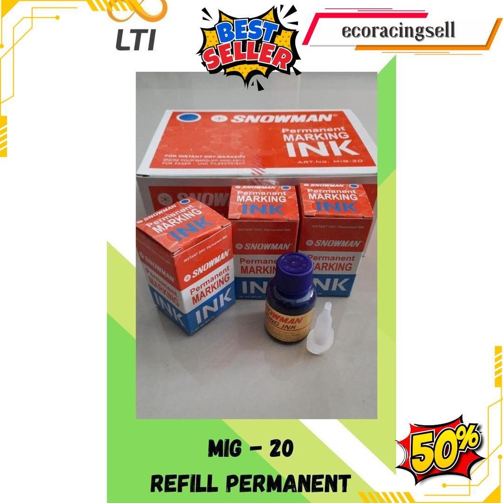 

Refill Tinta Snowman Permanen Marking Ink Mig - 20 - Hemat Original Produk