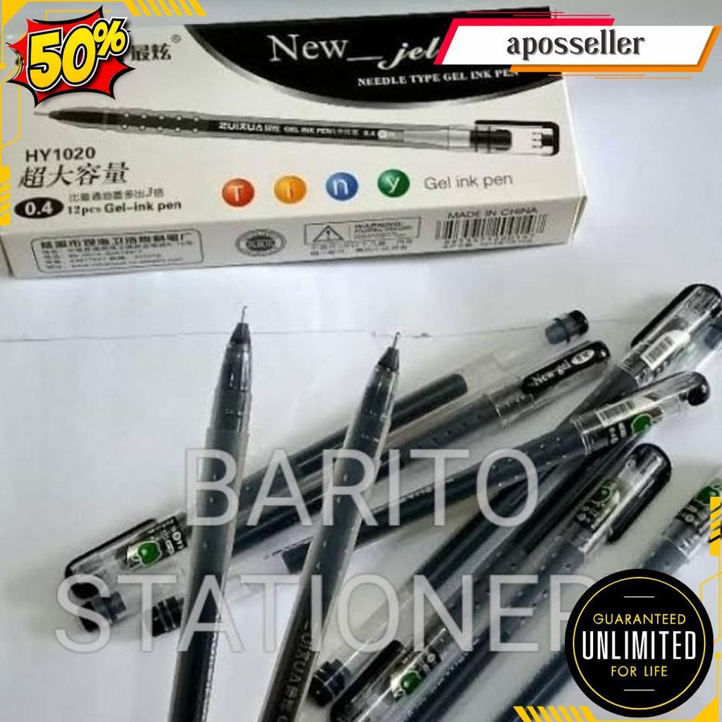 

Pulpen Gel Zuixua New Jell Isi 12, Warna Hitam [1Pak/12Pcs] Cod