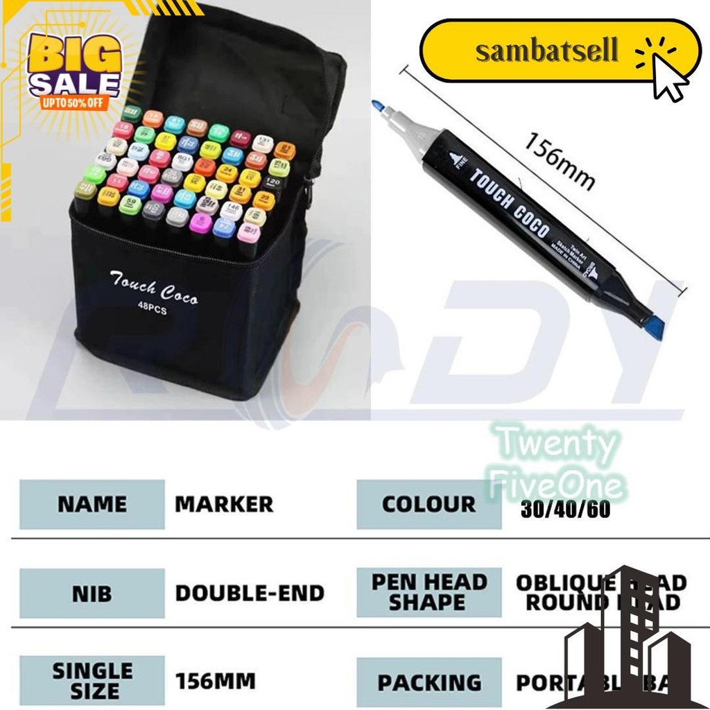 

120 Warna Touch Marker Sketsa Spidol Umum General Marker Set Animation Markers Pena Berujung Ganda Rd Original Produk