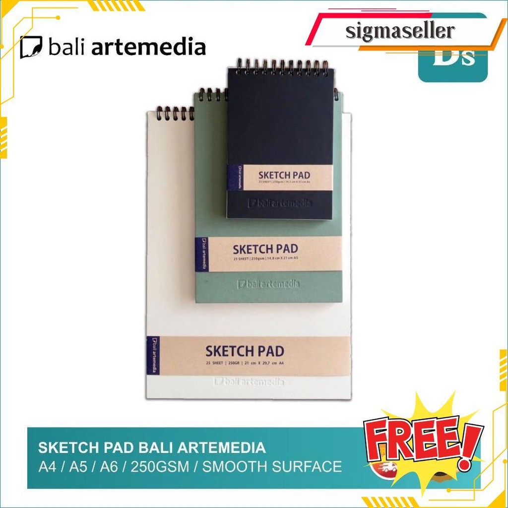Bali Art Supplies - Sketch Pad 250Gsm - A6/A5/A4 - Sketchbook Binder Terlaris