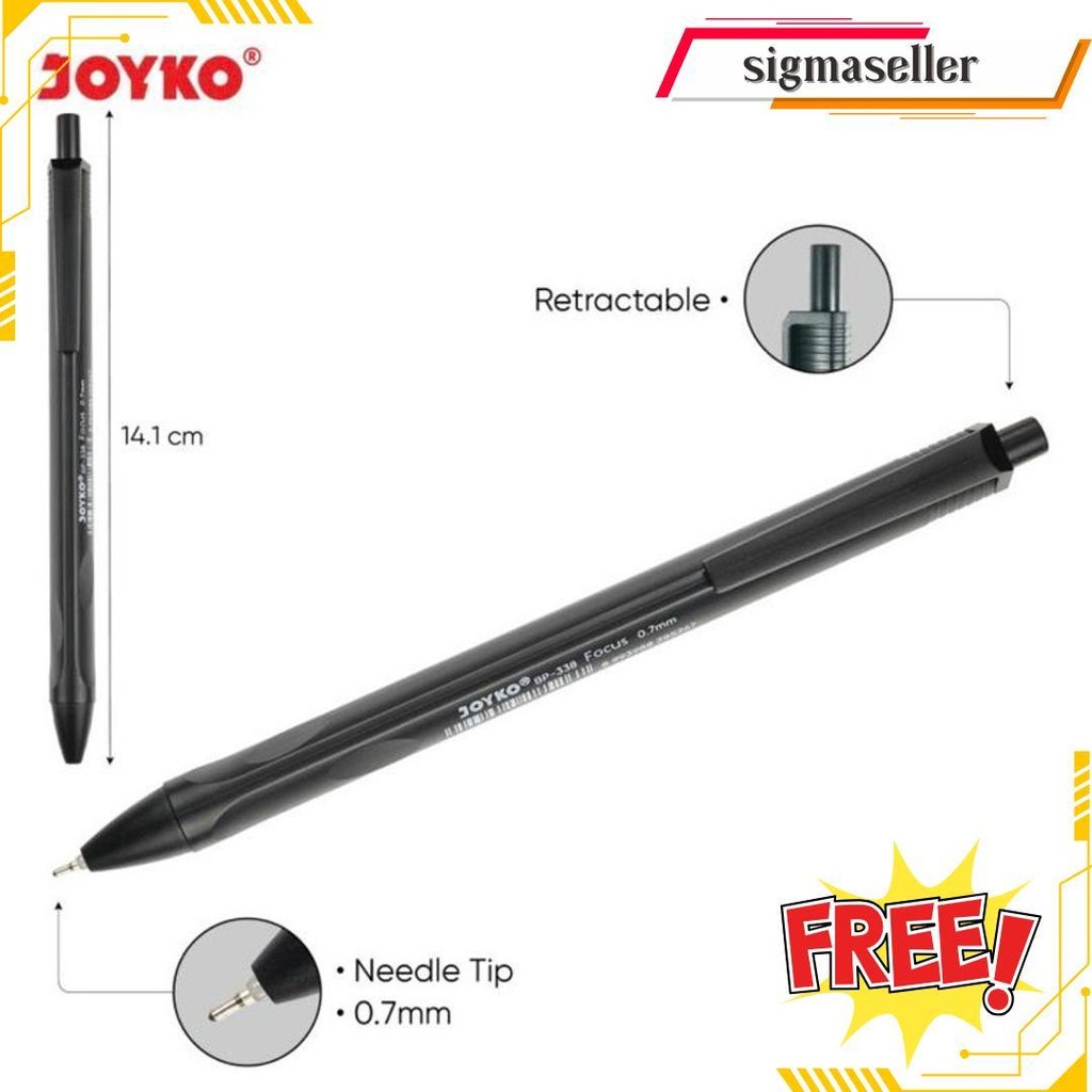 

Pen Click Bp-338 Vokus Joyko Tinta Minyak Hitam 0.7Mm Bisa Cod