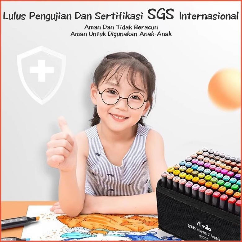 

TERLARIS Hoptech - Spidol Warna-Warni Sketch Marker 2 Tip Touch 48/60/80 Warna 1 Set untuk Gambar & Sketch h-4