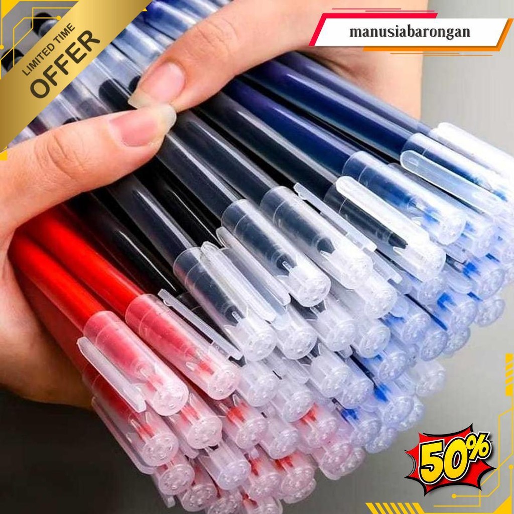 

12Pcs Pulpen Gel 0.5 Lusinan Tinta Halus Anti Kebocoran Terlaris