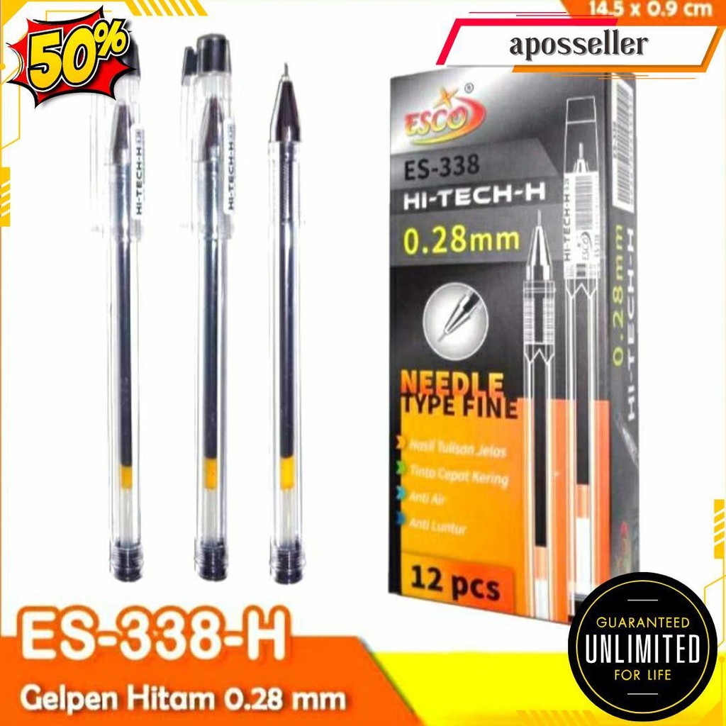 

(1Pack) Pulpen/Gel Pen Hi-Tech-H Esco 0.28 Mm Cod