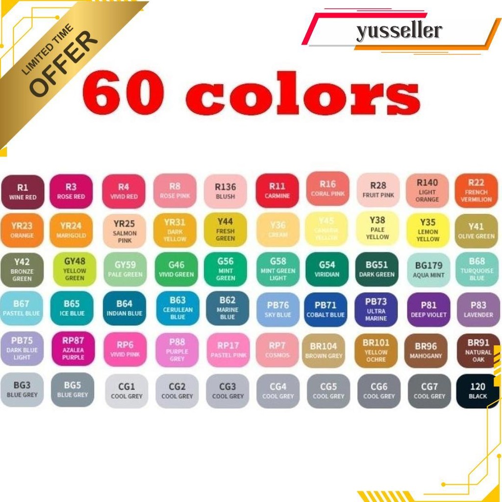 

Paus Biru - Spidol Warna Warni 1 Set Sketch Marker 2 Tip Touch Marker 48/60/80 Warna Gratis Ongkir
