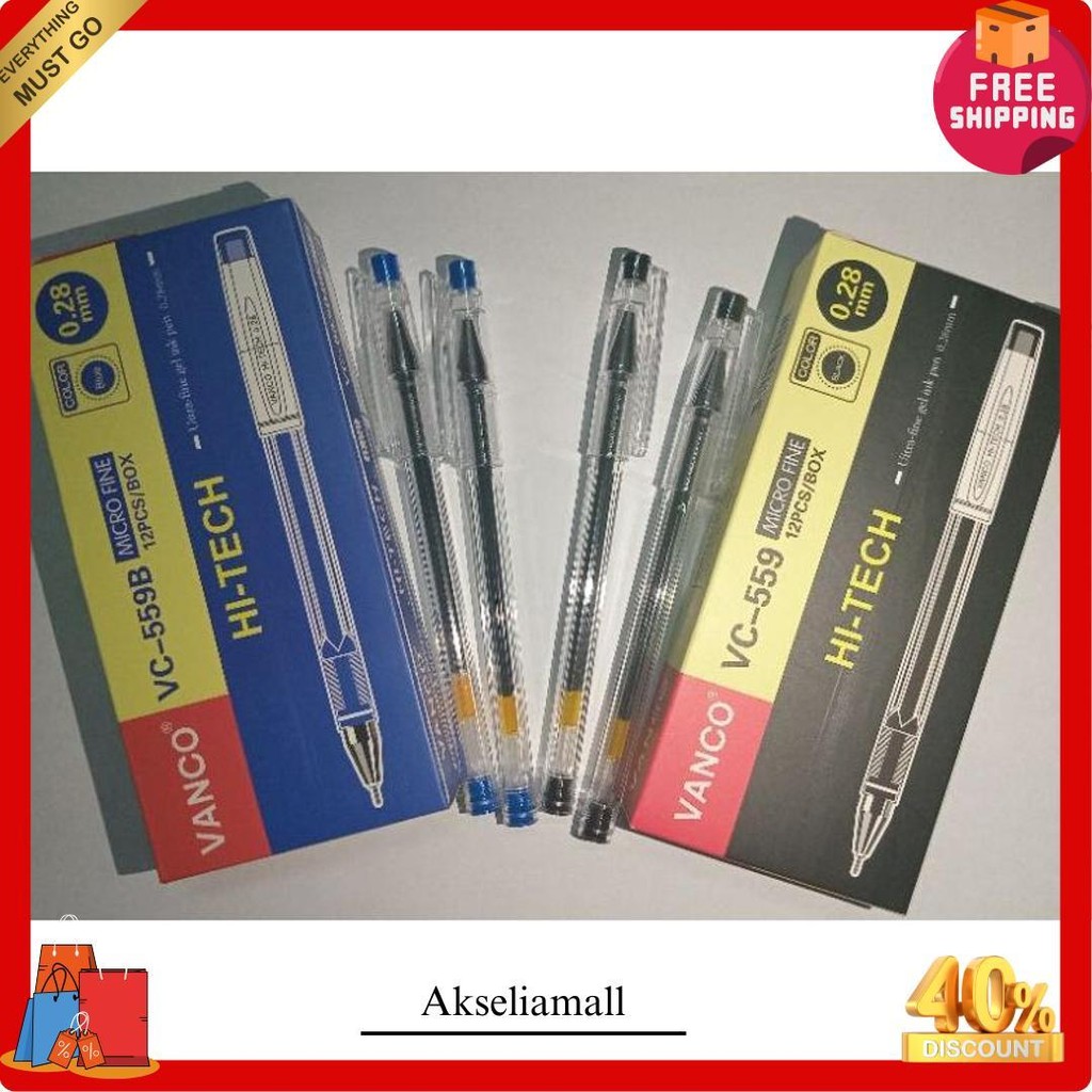 

12Pcs Bolpoin / Pulpen Vanco Hitech Vc-599 Biru Dan Hitam Bisa Cod