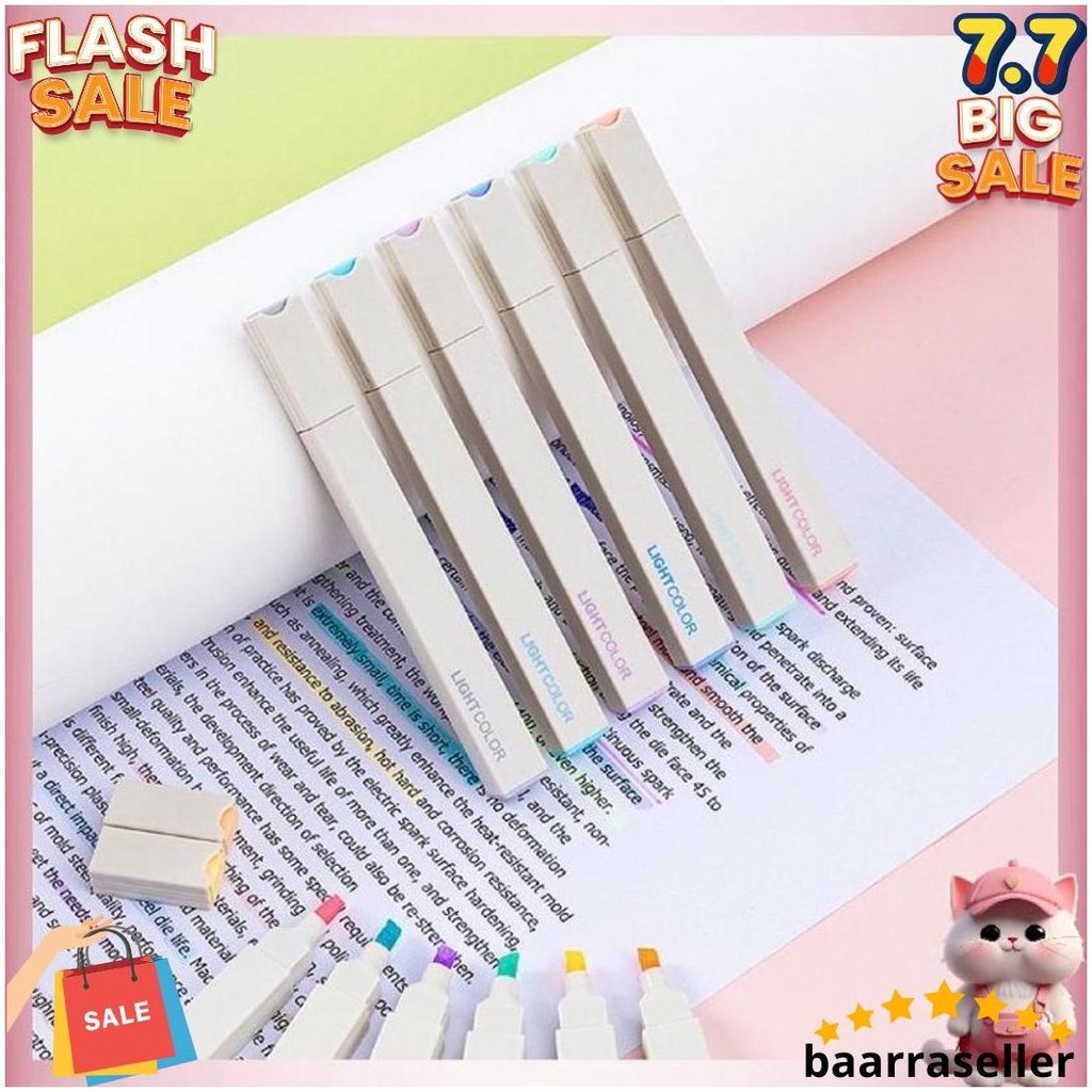 

N17 ( 1 Set 6 Pcs ) Highlighter Pastel 6 Colors/Stabilo Warna 6 Pcs Pastel Untuk Sekolah Kantor Siap Kirim