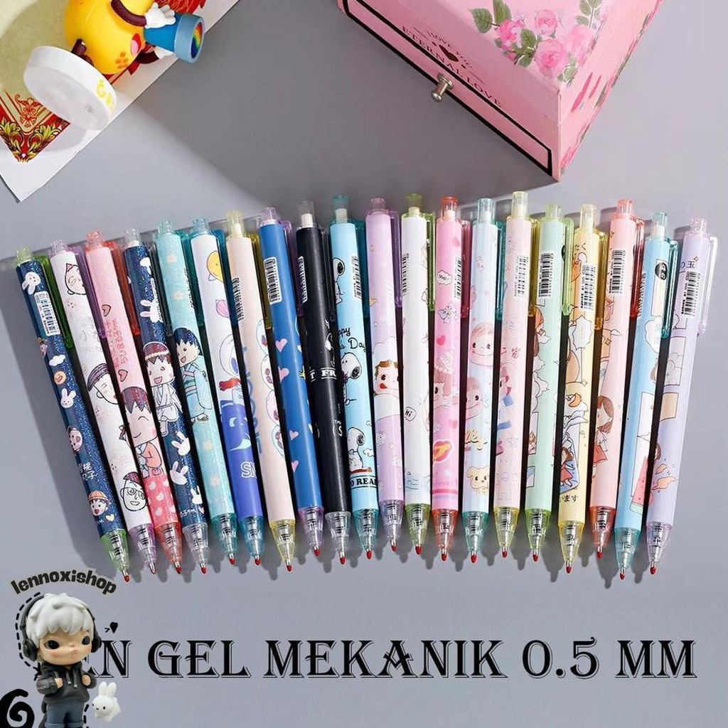 

Ed - 1 Lusin 12 Biji - Pulpen Gel Mekanik Motif Cartoon / Pen Gel Mekanik Lucu / Pulpen Aesthetic Murah