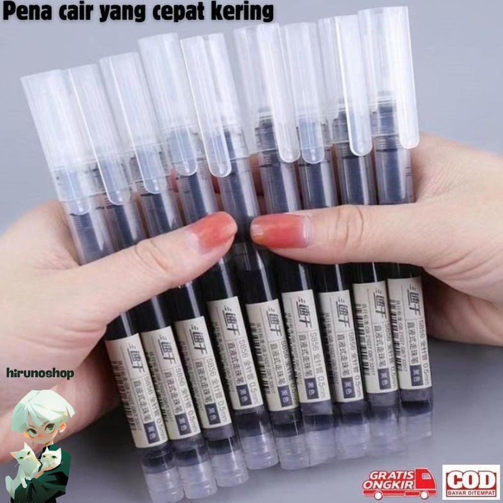 

(Bisa Cod) 12-50 Pcs Pena Cairan Cepat Kering Pena Gel Pena Tanda Tangan Hitam Biru Merah Pena Jarum Alat Tulis Ujian Siswa Pena Gel Kantor, Sekolah Untuk Tanda Tangan 0.5Mm Kilat