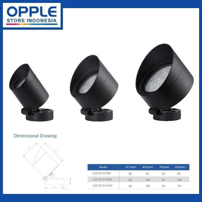 Lampu Taman Led Outdoor Spot Eii 9W 3000 (Kuning) 24D Gy Gp Opple Original Dan Terpercaya