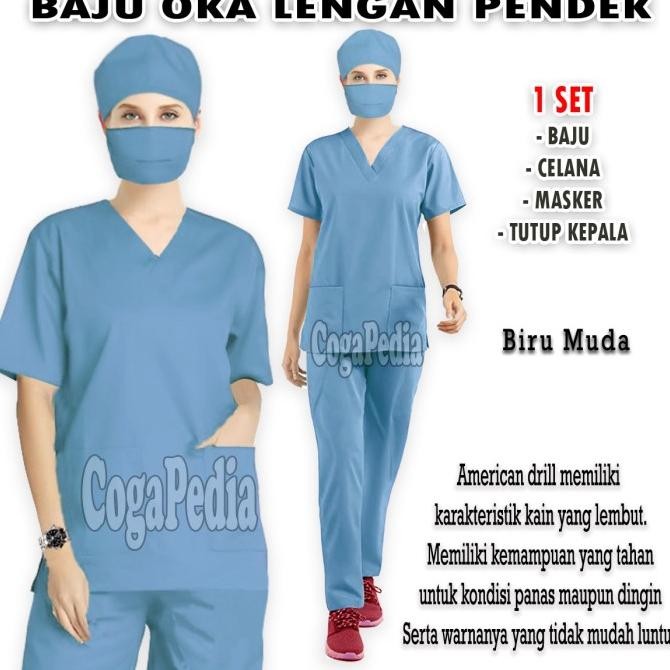 Baju Oka medis - Baju Jaga Dokter/Perawat - Baju OK medis - Scrub Oka