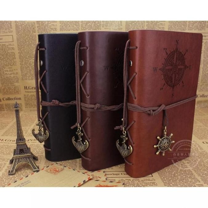 

Diskon!! Buku Catatan Notebook Binder Kulit Retro Pirate Compass Kertas A5 Coklat