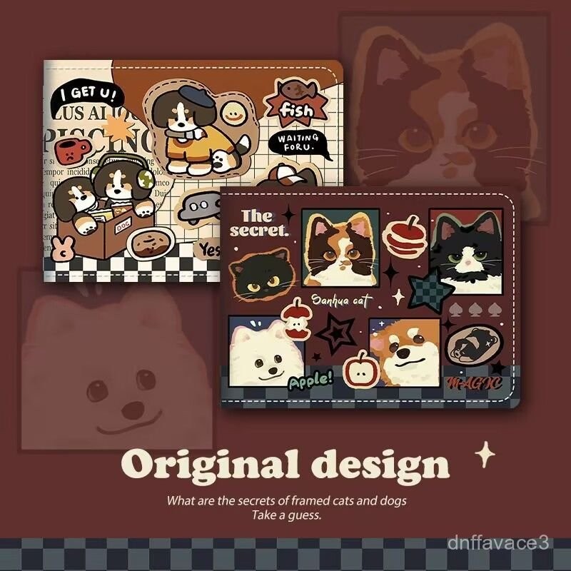 Tempat Kartu Kartun Anjing dan Kucing Retro, Wadah Kulit Dokumen Motor Kendaraan Lisensi Mengemudi