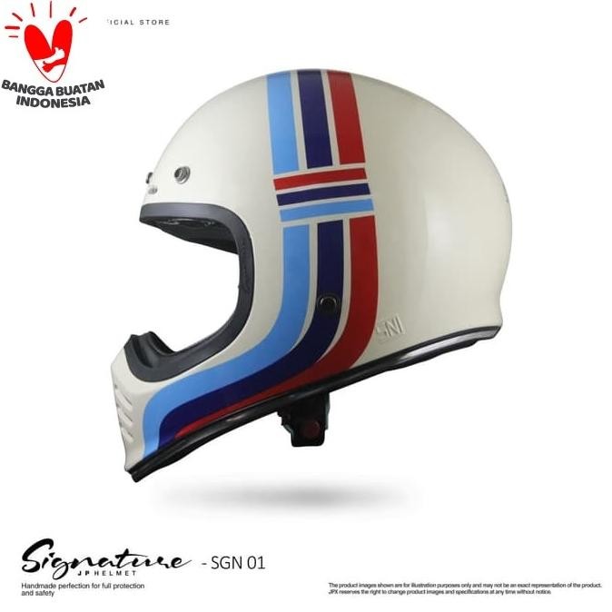 Helm JP Retro Signature SGN 01 White Cream Gloss/Black `