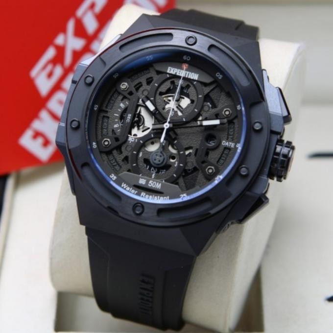 Jam Tangan Pria Expedition Original E6818 Rubber Black LUIS