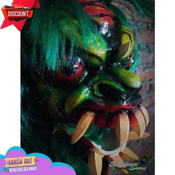 Sale Topeng Mainan Anak Topeng Budrek Mika Seram /Topeng Seram Rambut Kriting Buto Merah /Topeng Ged