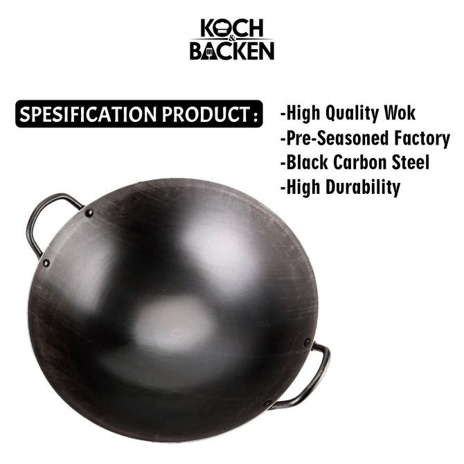 Murah Koch&Backen Black Carbon Steel Classic Wok 70Cm Wajan Baja Size Besar