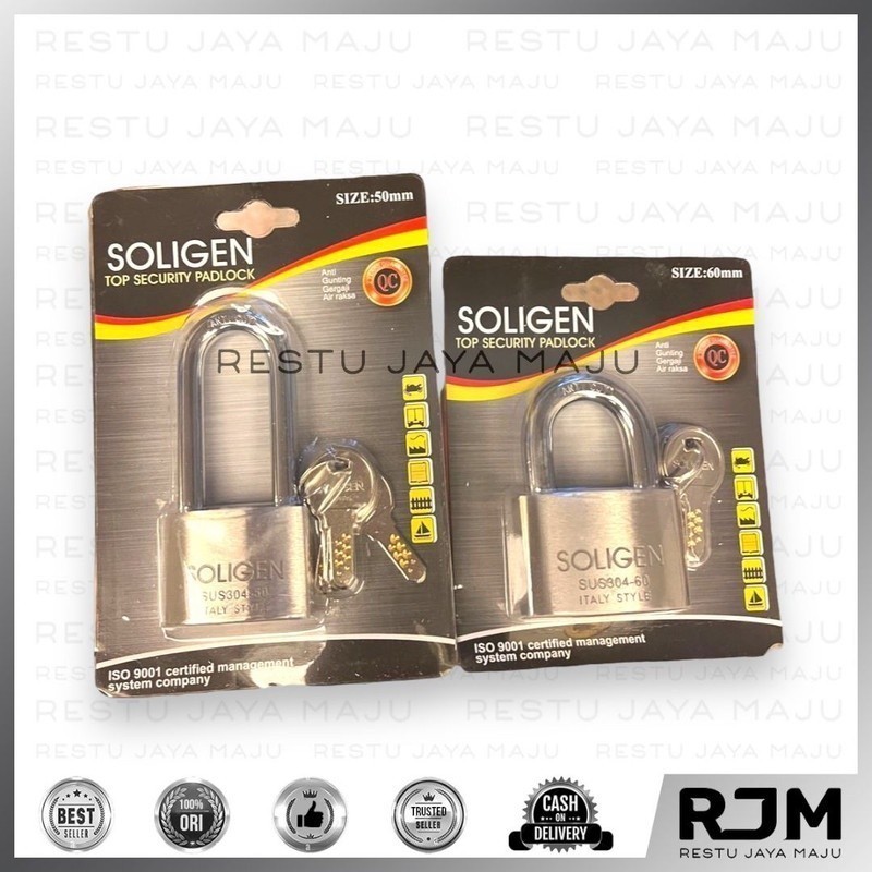 [1 kotak] SOLIGEN Gembok Stainless 40 50 60mm panjang pendek Kunci Pintu Rumah Pagar  rj