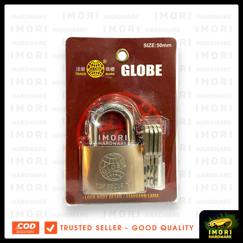 GLOBE Gembok Krom 30 40 50 60 mm Kunci Pintu Pagar Rumah Koper