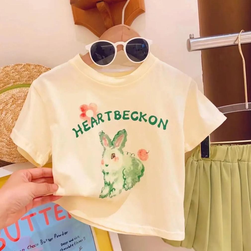 Setelan Anak Perempuan Import Rok Plisket Model Rabbit Cute Fashionable