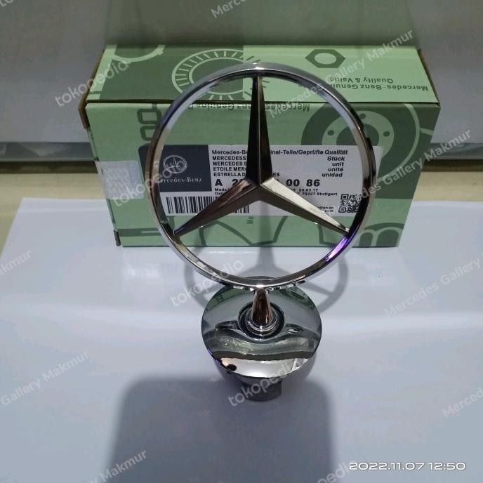 EMBLEM HOOD STAR LOGO KAP MESIN DEPAN MERCEDES BENZ W221 SILVER POLOS TERBATAS