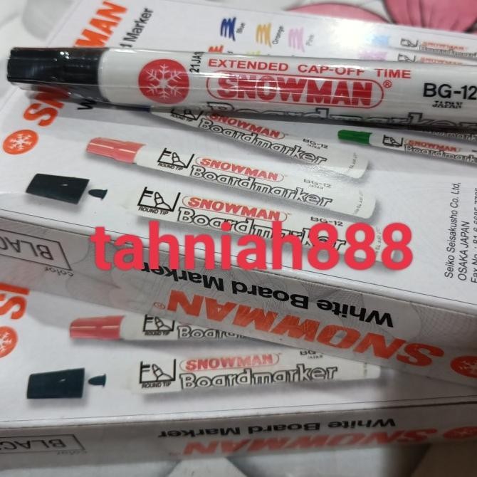 

Murah!! Spidol Snowman Whiteboard Bg 12 Warna Hitam