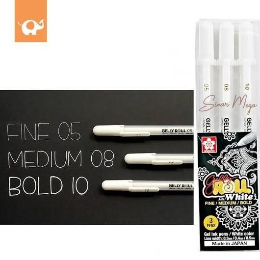 

Diskon!! Set Gelly Roll White Pen Pulpen Gel Tinta Putih Isi 3
