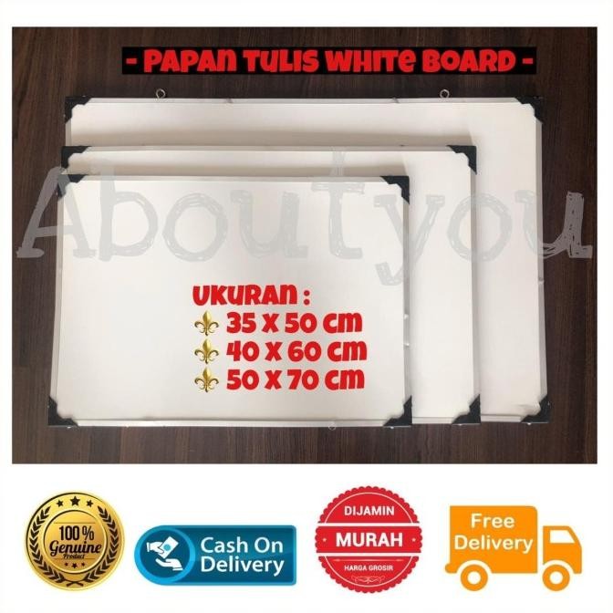 

Promo!! White Board Papan Tulis Gantung Tempel 40 X 60 Cm Besar Putih
