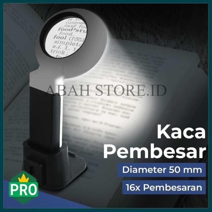 

Diskon!! Kaca Pembesar Service Baca Lup Lipat Kaca Lampu Led Zoom Magnifier 16X